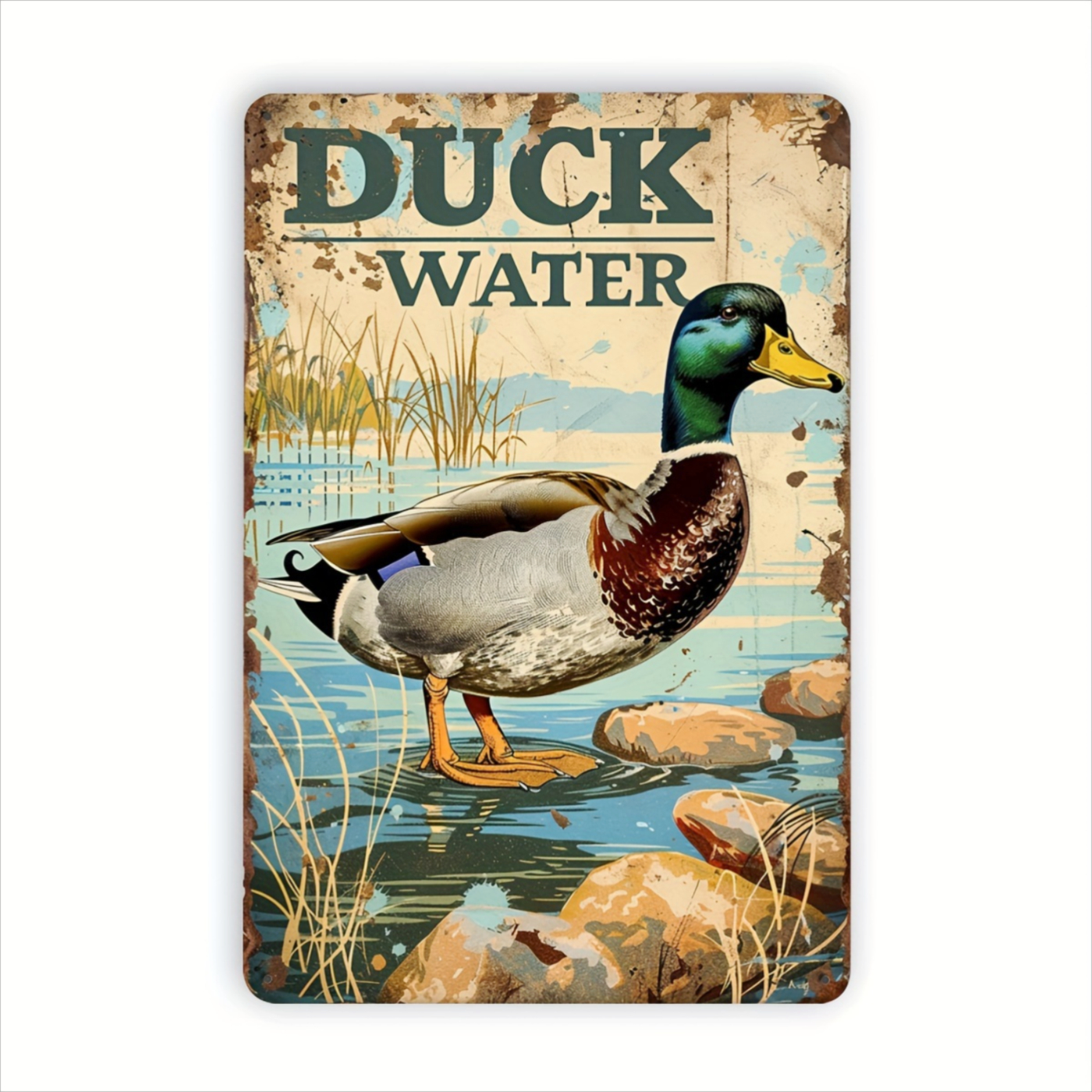 Home Decor Duck - Placa de Metal Vintage de Pato