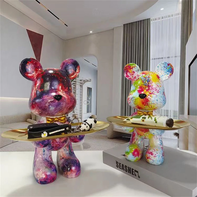 Home Decor Y2K - Estatueta de urso grafite 29cm, decoração