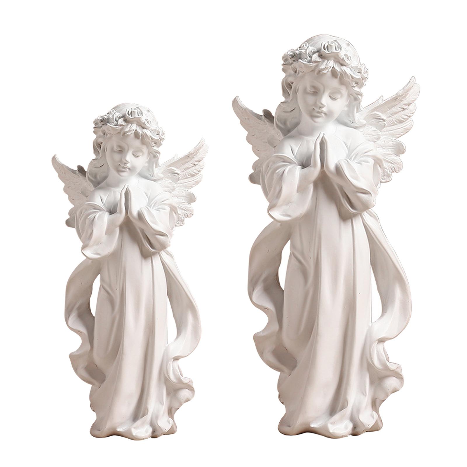 Home Decor Modern Organic - Resina Orando Angel Figurine, Estilo Europeu,