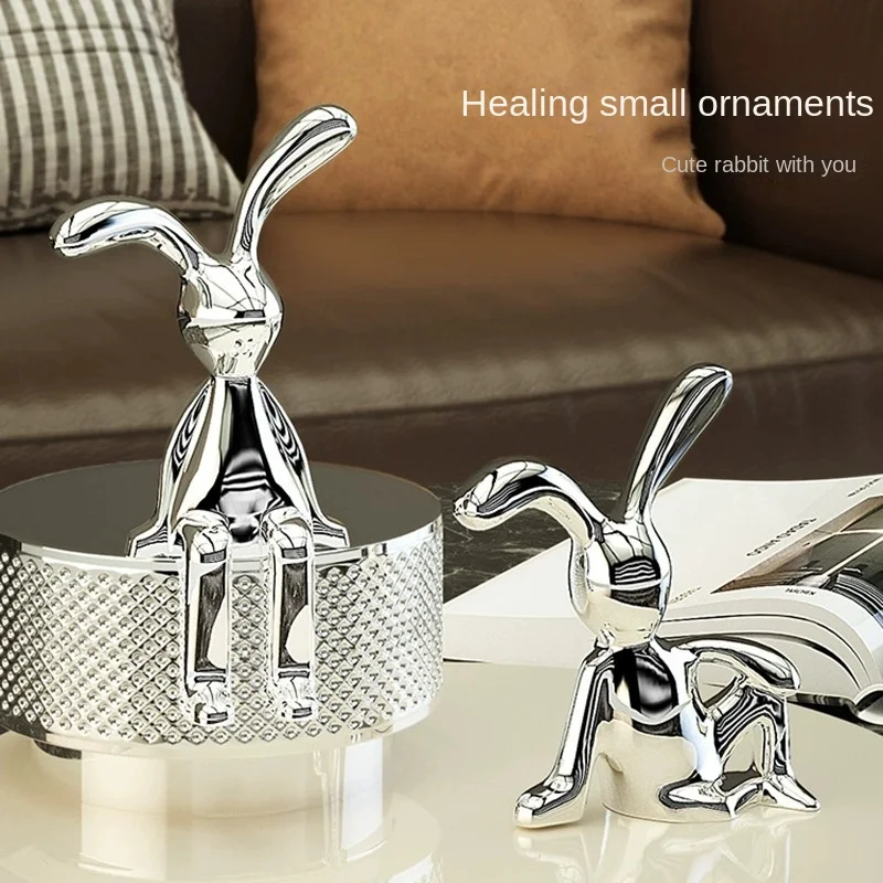 Home Decor Modern Organic - MGT-Coelho de Cerâmica Dourada e Prata,