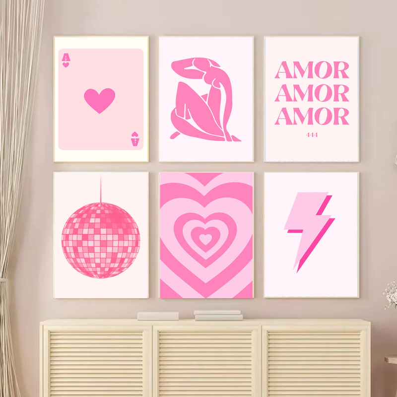 Home Decor Y2K - Pintura em Tela 1pc, Pôster Rosa