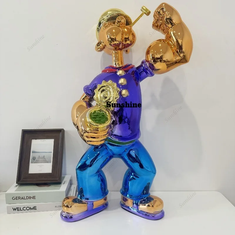 Home Decor Modern Organic - Escultura de Popeye Eletrogalvanizada para Decoração