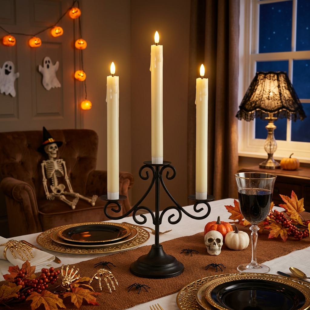 X Home Decor - Velas Cônicas Sem Chama Cor Marfim
