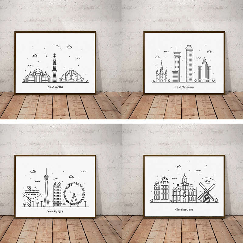 Home Decor New Orleans - City Line Canvas Printing Wall Art