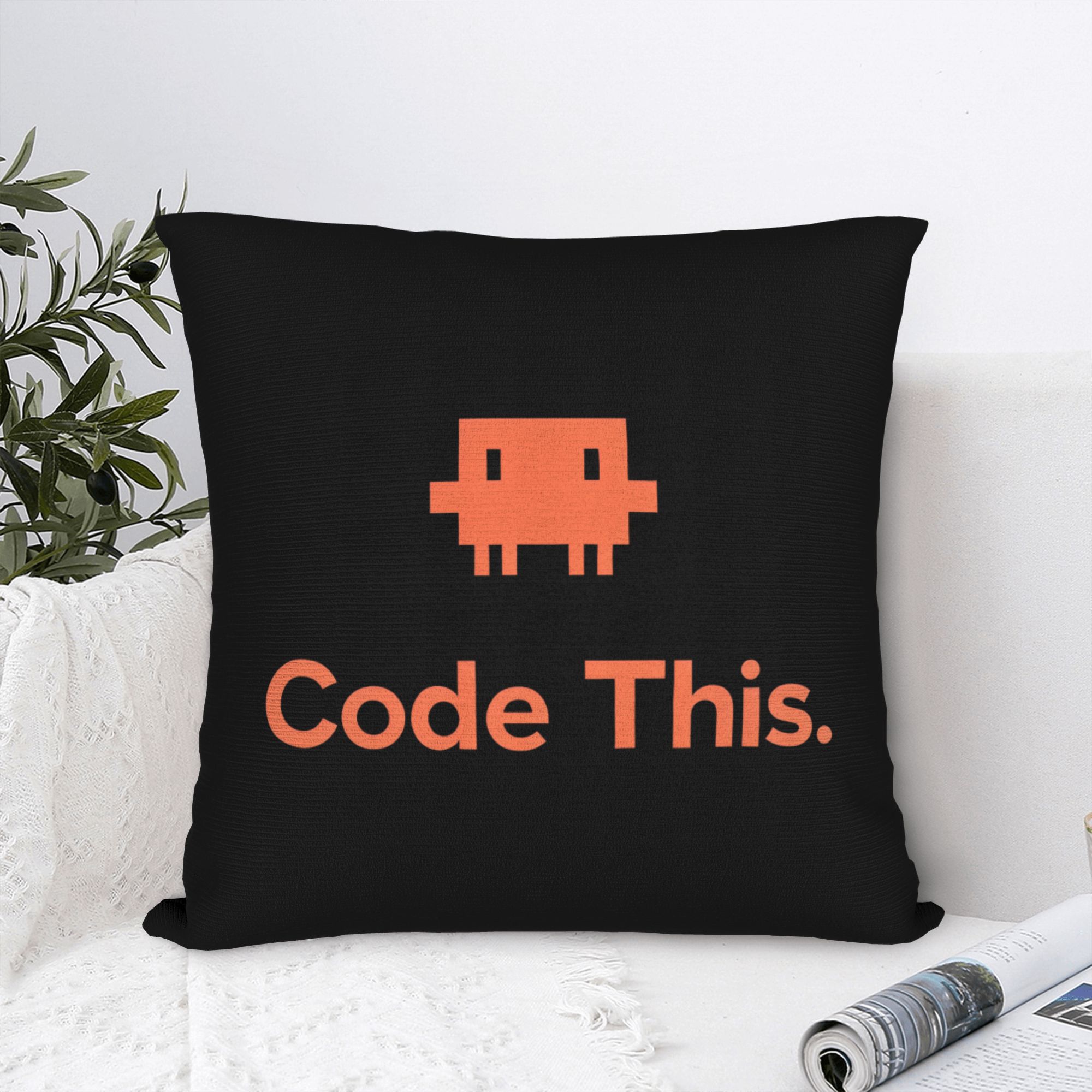 Home Decor Ai - Capa de Almofada 3D Laranja Cubo