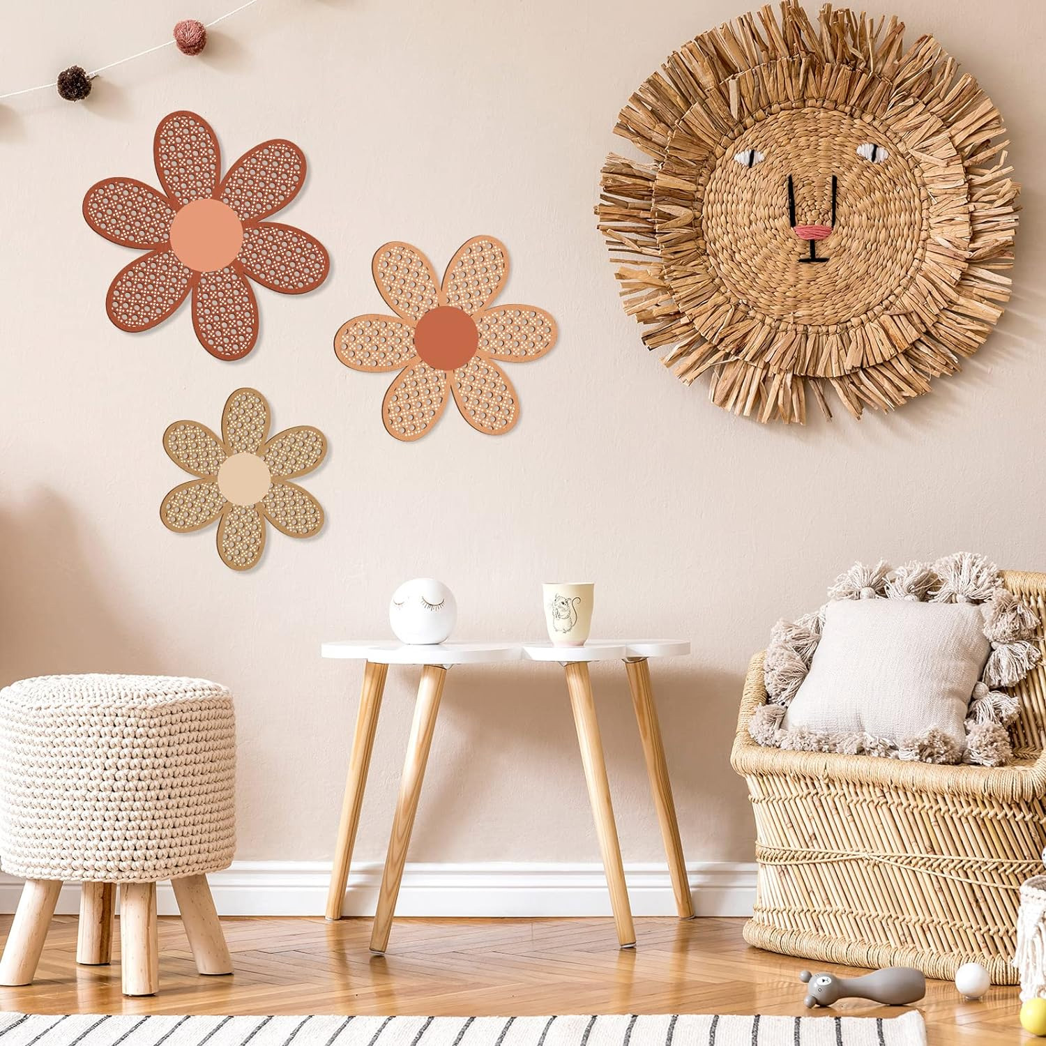 Home Decor Rattan - Conjunto de 3 Peças de Decoração