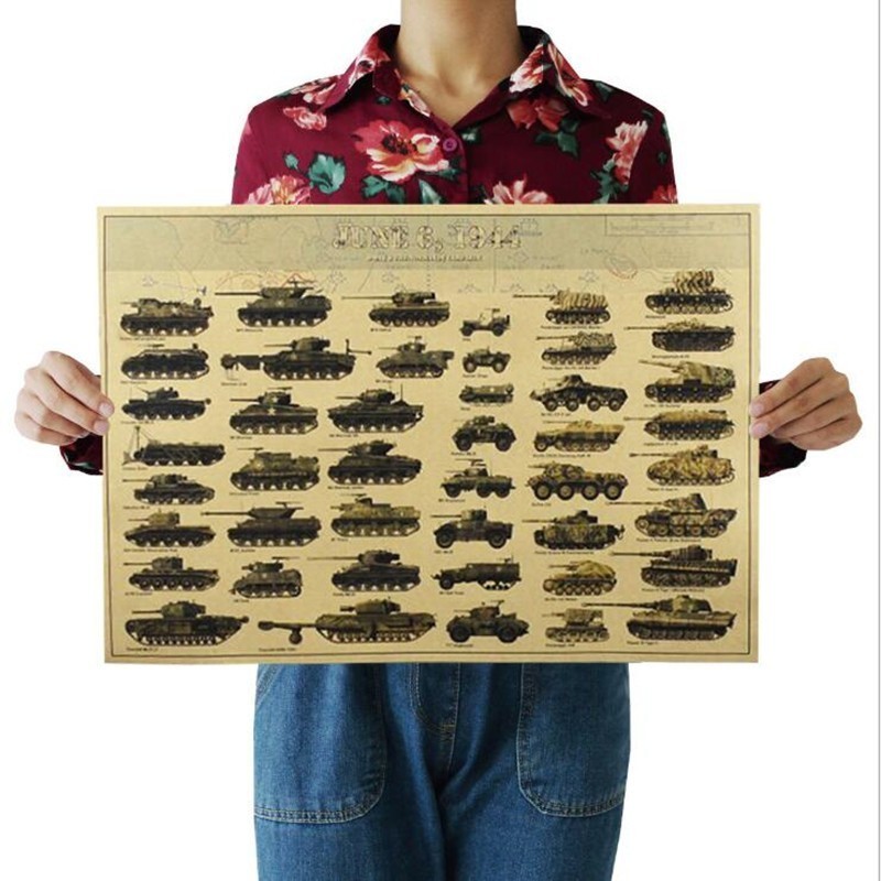 Home Decor Y2K - Vintage Segunda Guerra Mundial Tanques Cartaz,