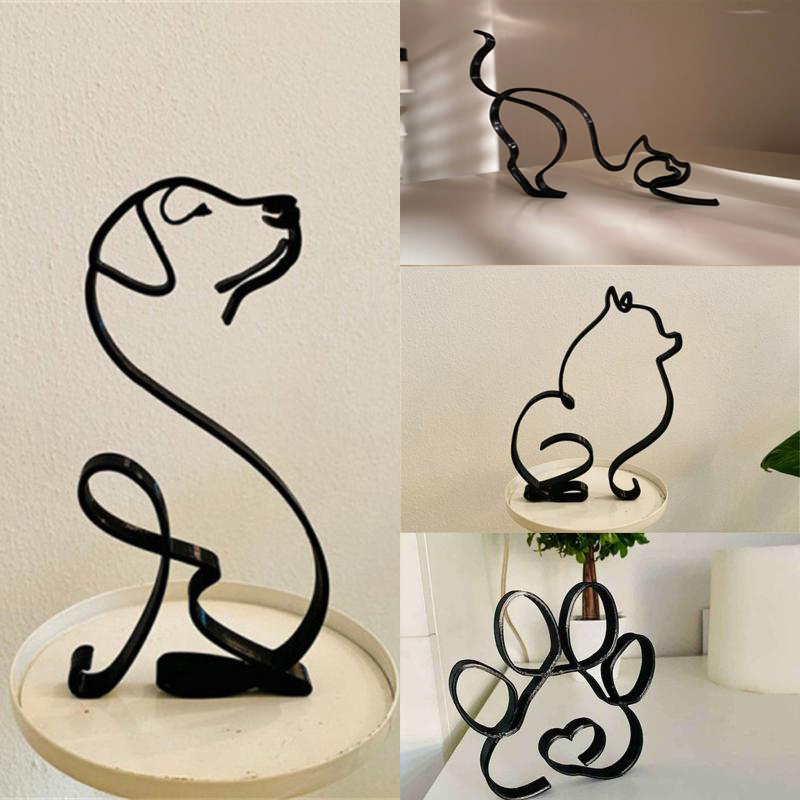 Home Decor Y2K - Cão arte escultura metal cão abstrato