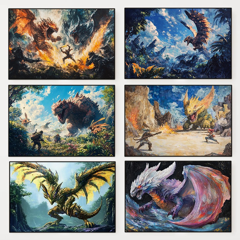 Home Decor Ai - Pôster Vintage Monster Hunter Ai World