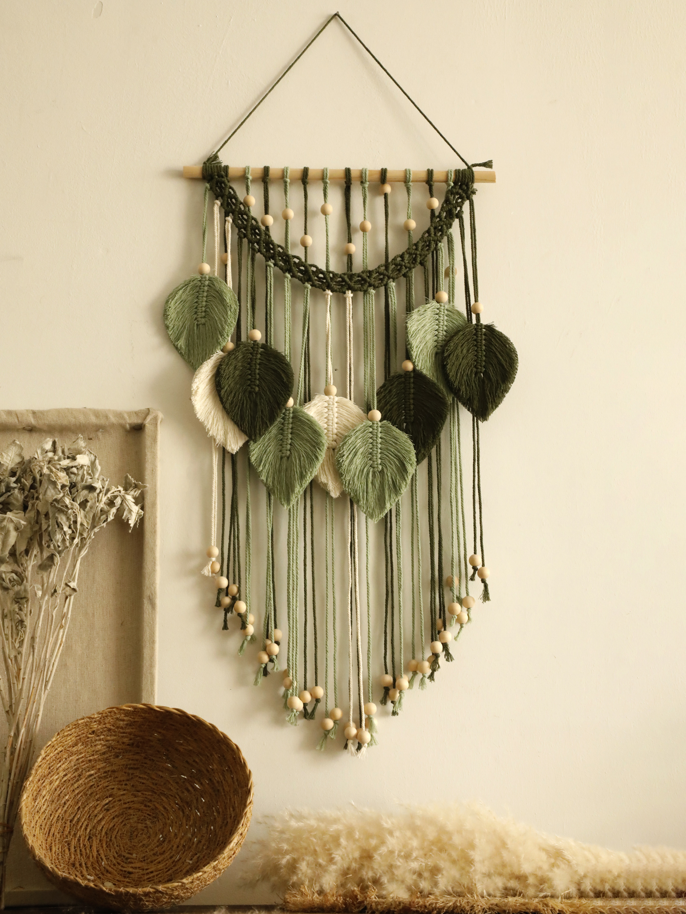 Home Decor Y2K - Macrame folha tapeçaria boho decoração de