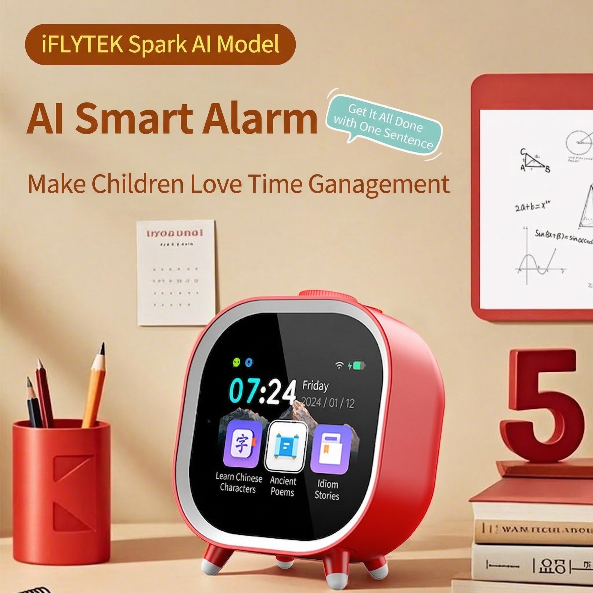 Home Decor Ai - Despertador Inteligente com Voz AI, WiFi,