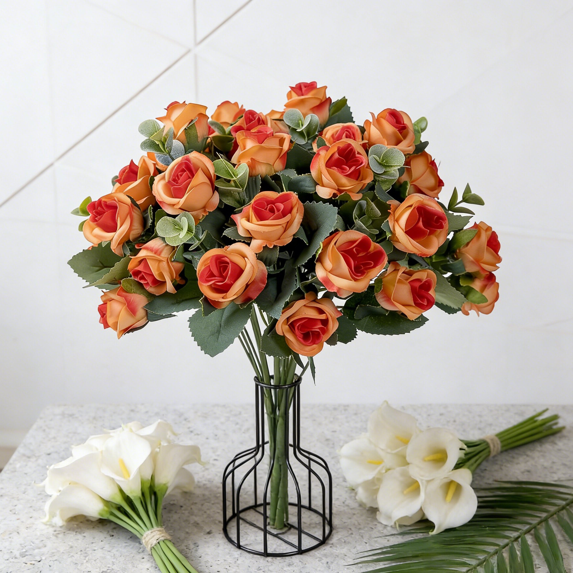 Home Decor Ai - Flores Artificiais Buquê de Rosas de