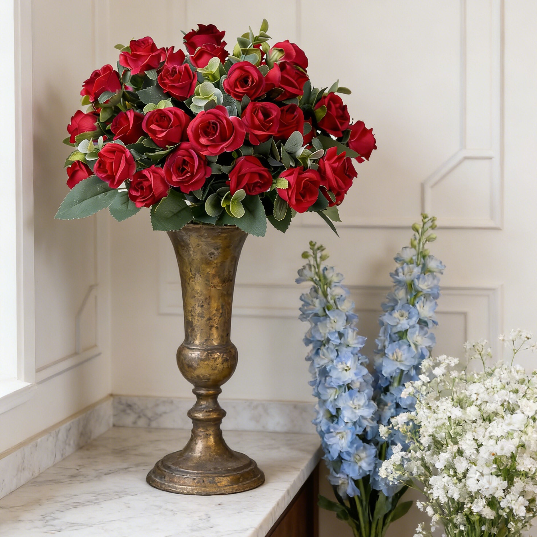 Home Decor Ai - Flores de Rosa de Seda Artificial
