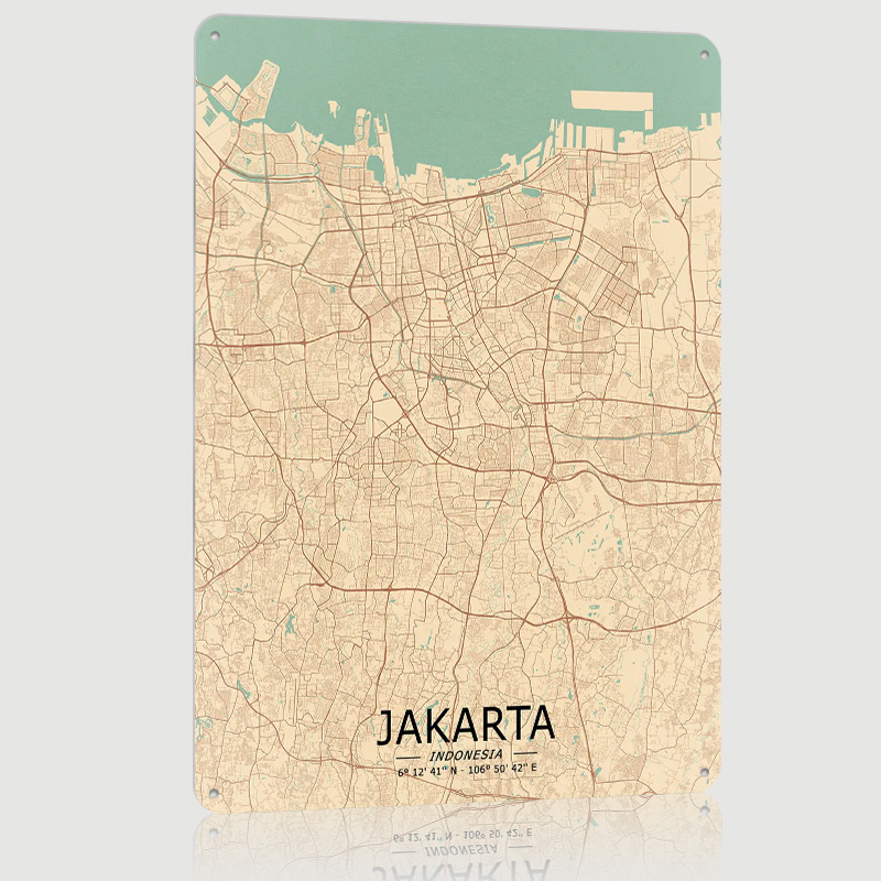 Jakarta mapa vintage impresso  - Home Decor Jakarta avaliação e preço