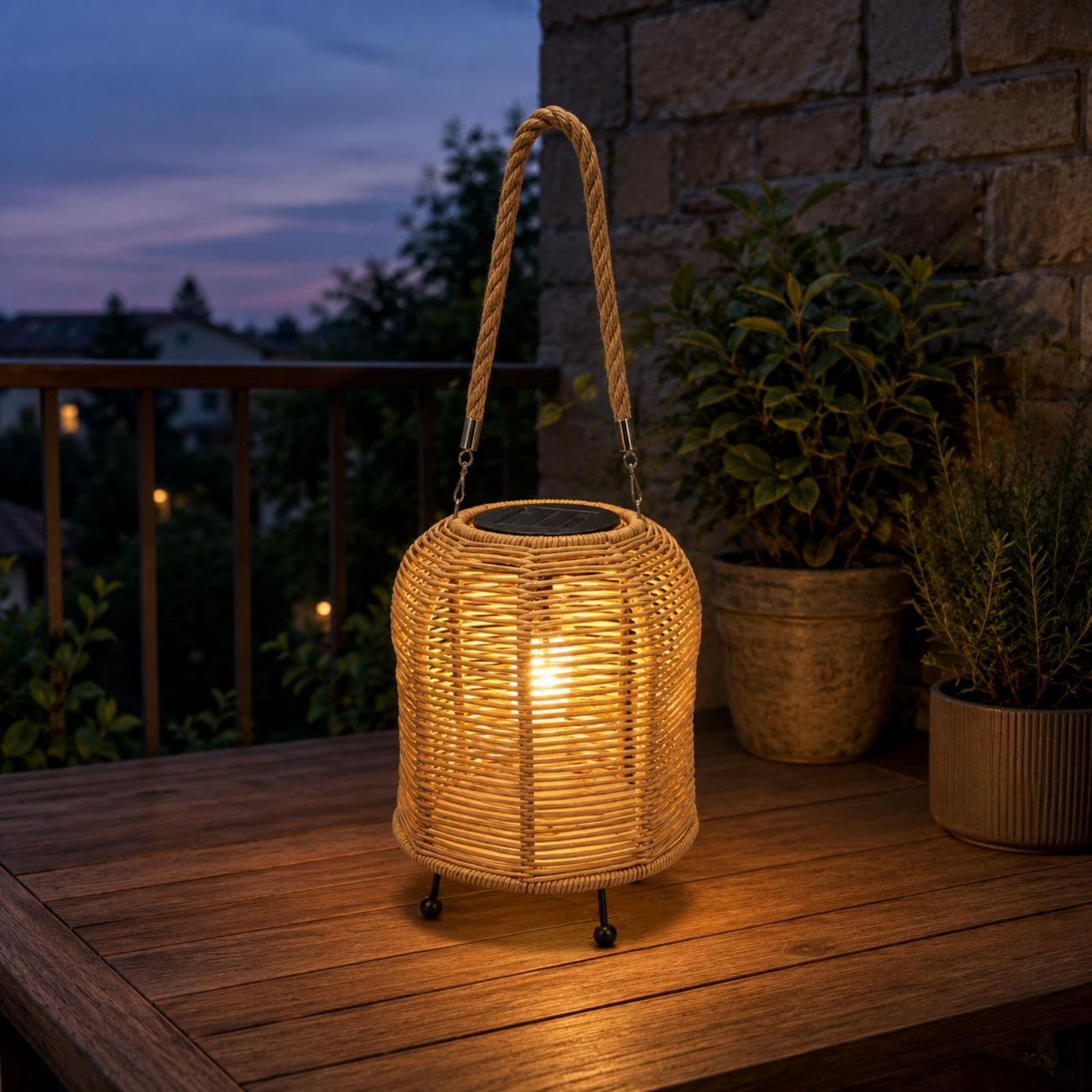Lanterna Solar Artesanal com A - Home Decor Rattan avaliação e preço