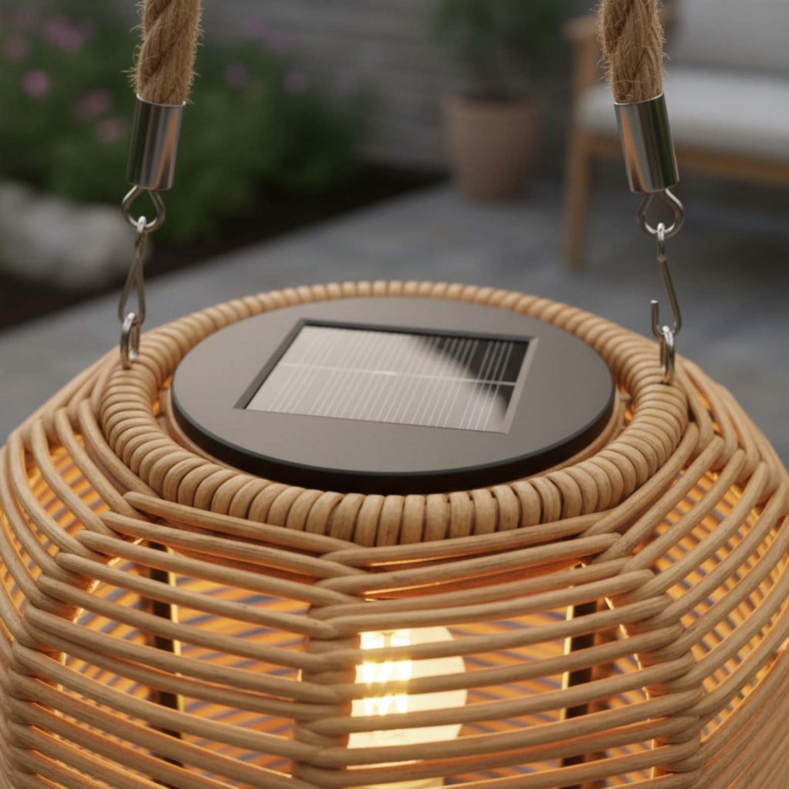 Lanterna Solar Artesanal com A - Home Decor Rattan avaliação e preço