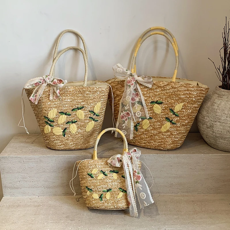 Grande capacidade praia bolsa  - Home Decor Rattan avaliação e preço