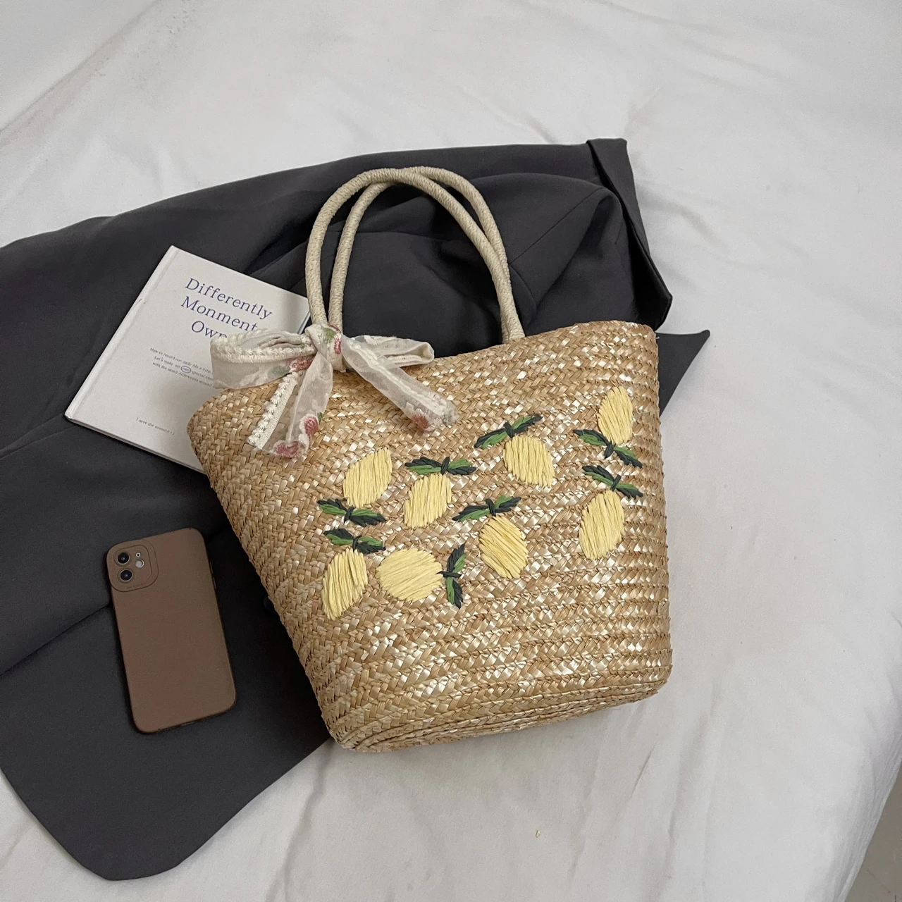 Grande capacidade praia bolsa  - Home Decor Rattan avaliação e preço