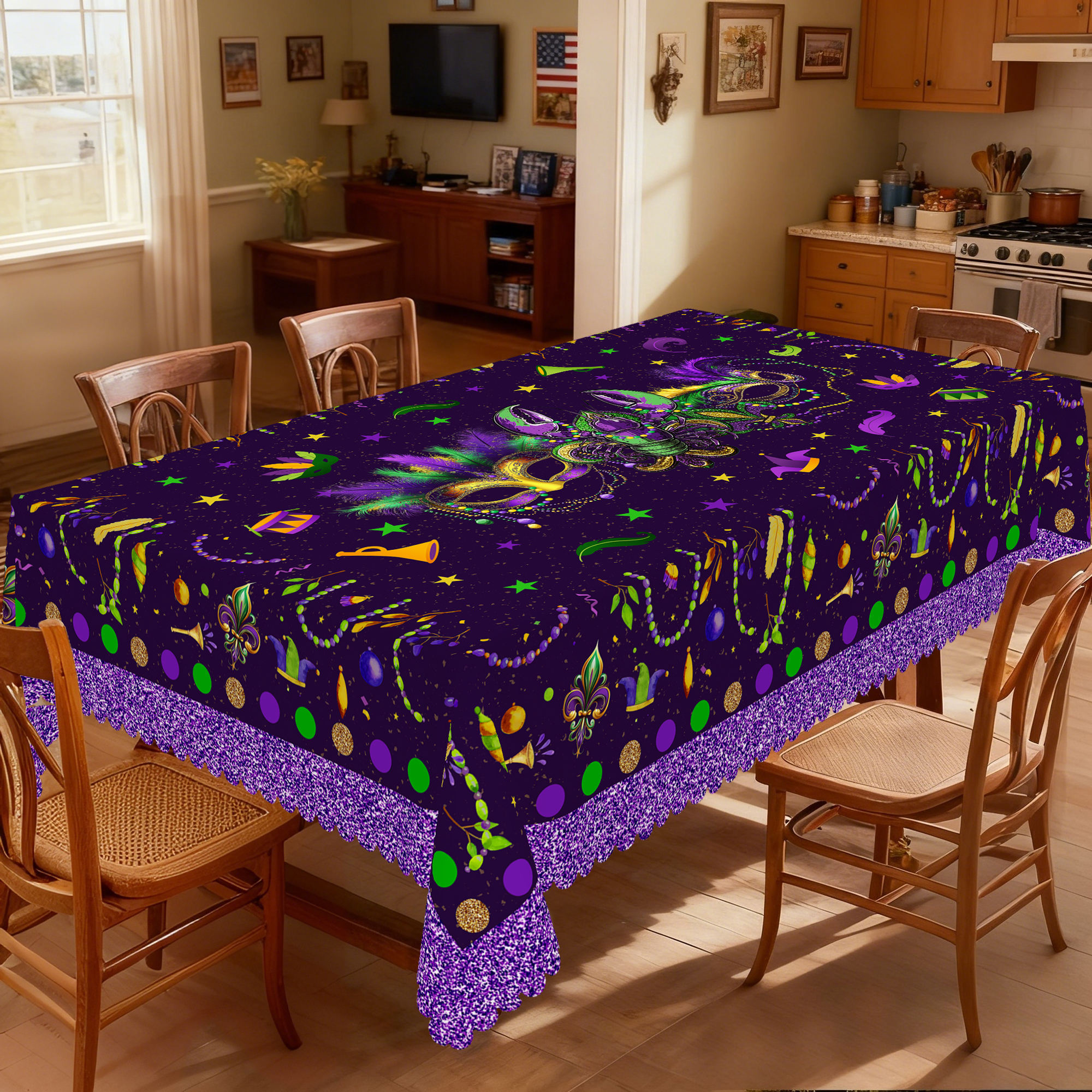 1 Peça de Toalha de Mesa Roxa  - Home Decor New Orleans avaliação e preço