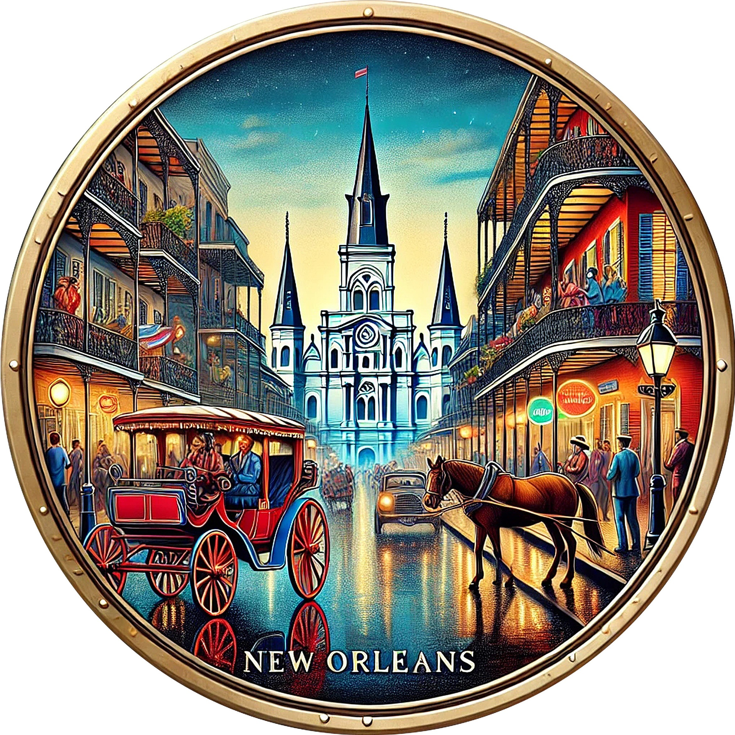 Placa de Metal 2D Nova Orleans - Home Decor New Orleans avaliação e preço