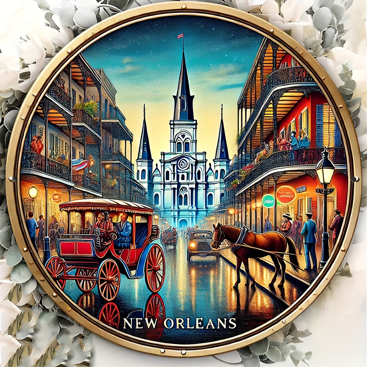 Placa de Metal 2D Nova Orleans - Home Decor New Orleans avaliação e preço