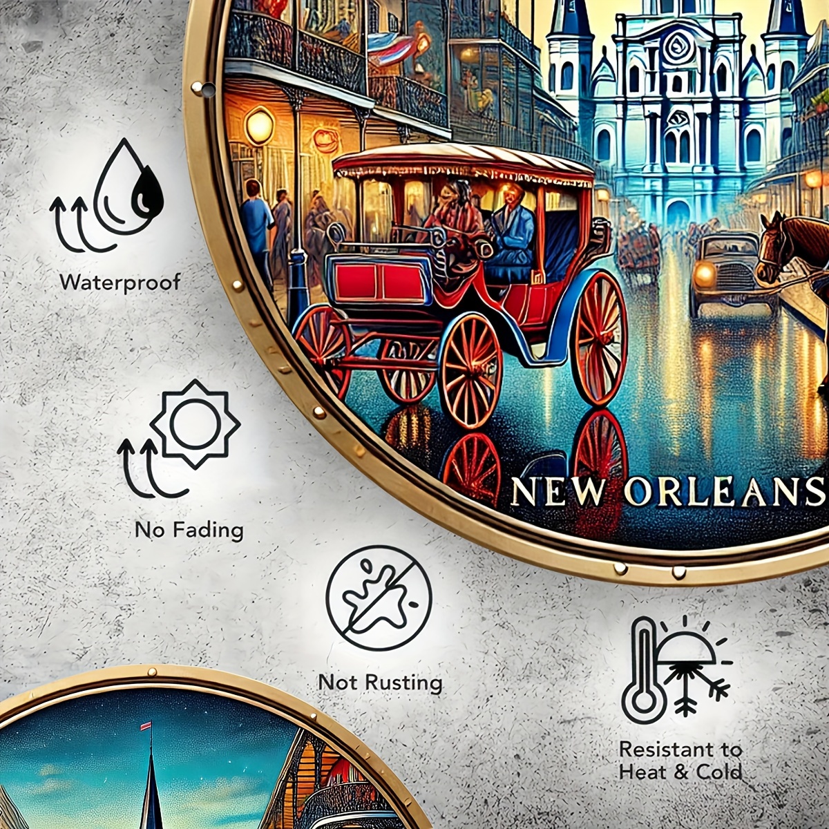 Placa de Metal 2D Nova Orleans - Home Decor New Orleans avaliação e preço