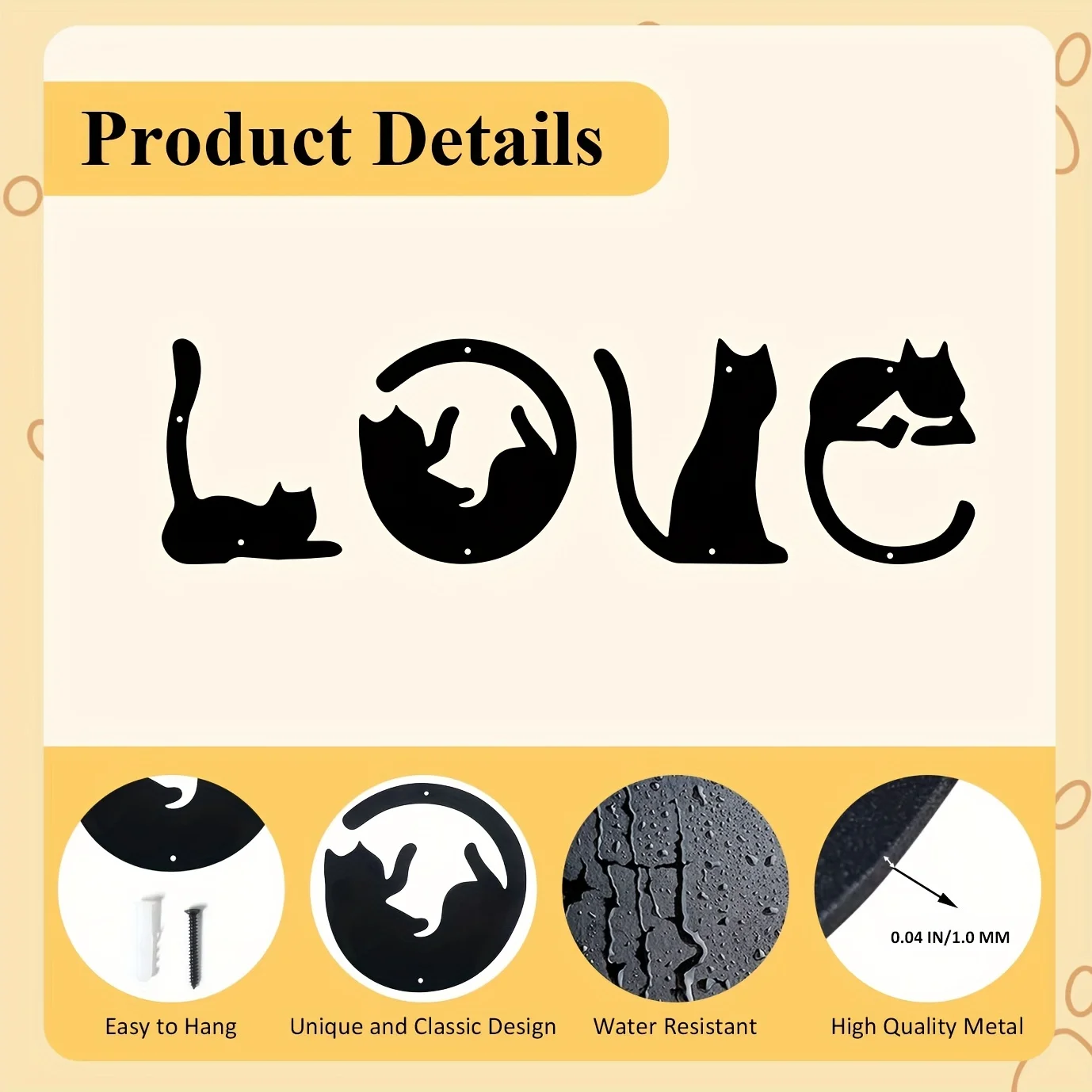 HelloYoung-Cute Cat Metal Wall - Home Decor Y2K avaliação e preço