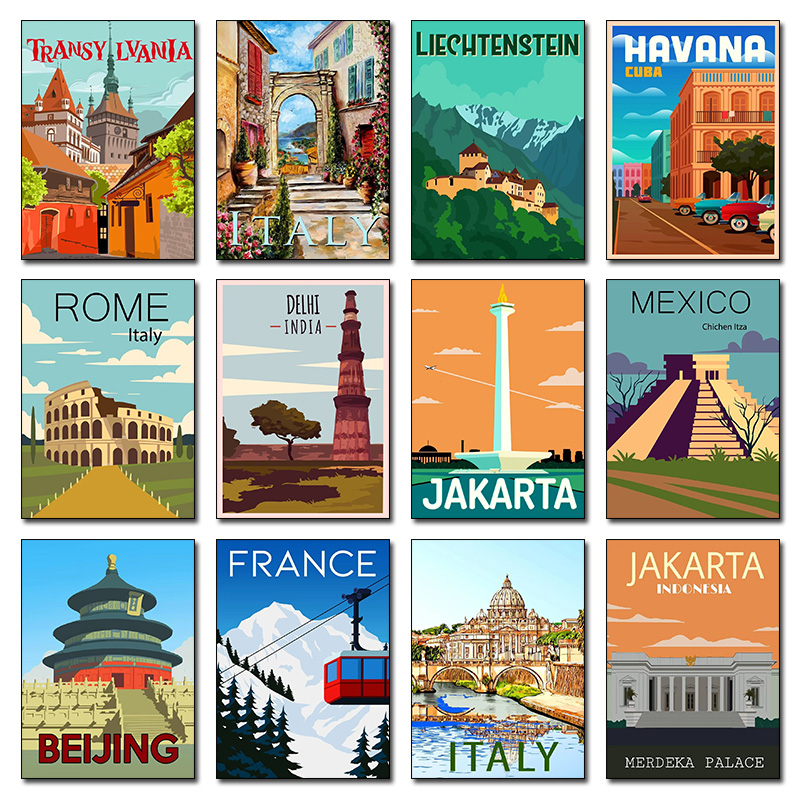 Pôsteres de Viagem em Estilo R - Home Decor Jakarta avaliação e preço