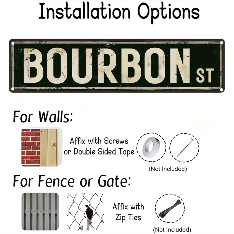 Placa de Metal Vintage Bourbon - Home Decor New Orleans avaliação e preço