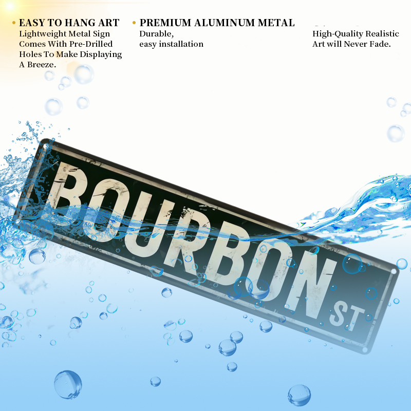 Placa de Metal Vintage Bourbon - Home Decor New Orleans avaliação e preço